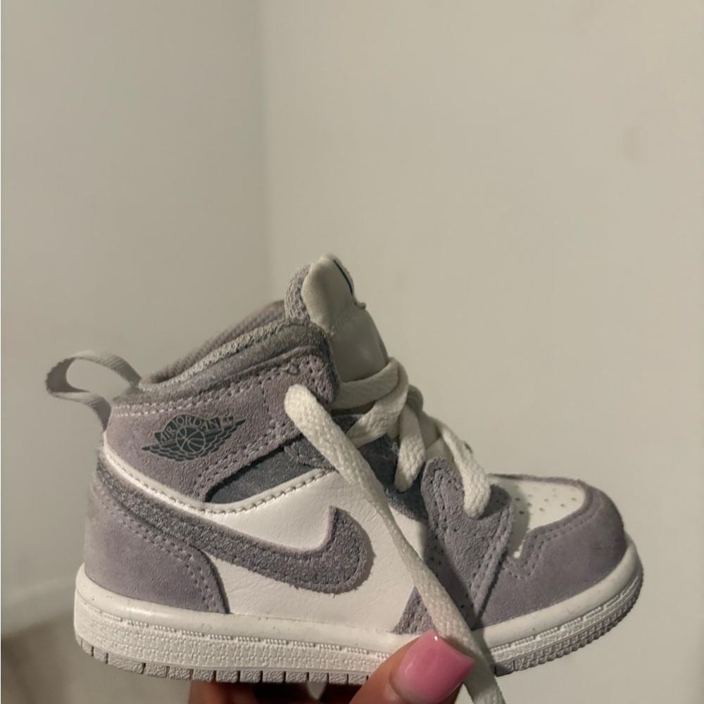 Nike Kids Gray and White High-Top Sneakers